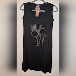 Shiny Tank Dress Midi One Size Assorted Design Embellishment Black